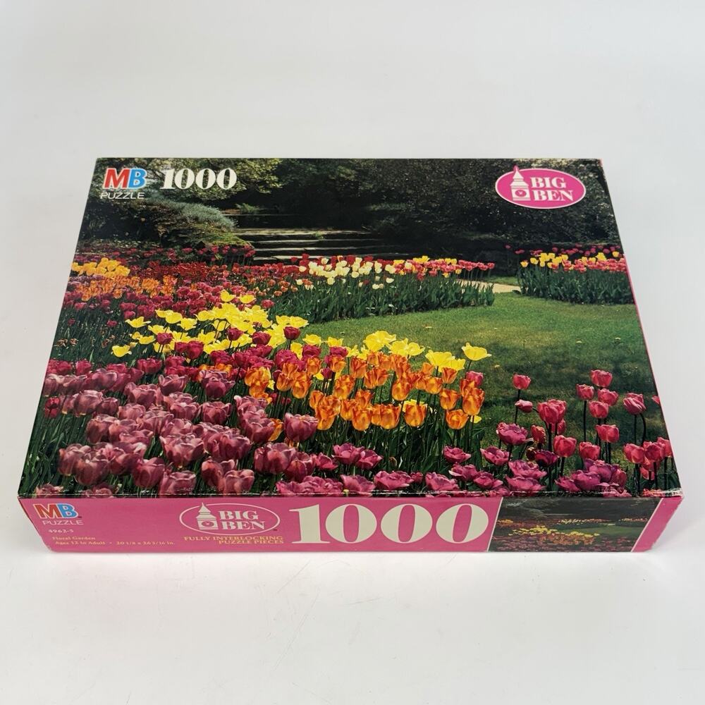 Milton Bradley Big Ben Puzzle 1000 Pieces Vtg 1994 FACTORY SEALED Floral Garden
